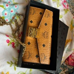 MCM wallet clutch with chain